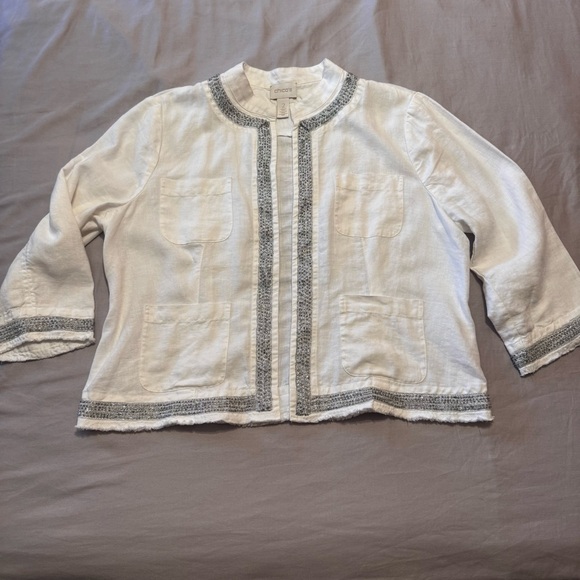 Chico's White and silver Women's Blazer - Picture 2 of 12